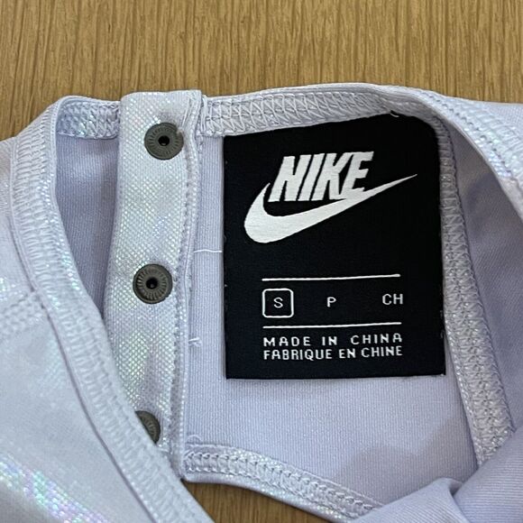 Women's Nike Revolve Size S Bodysuit GCE Iridescent Oxygen Purple Open Back - Picture 7 of 8